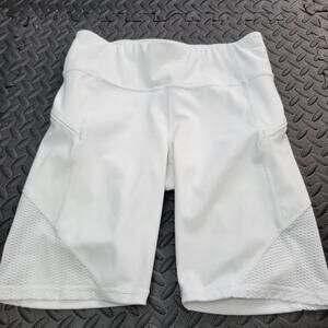 Athleta White Biker Shorts Mesh Pocket Athletic Workout Shorts S
